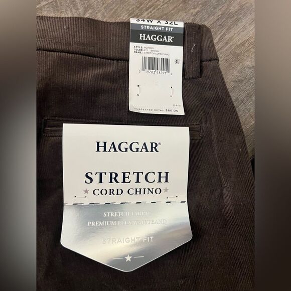 Haggar Classic-Fit Expandable Waistband Corduroy Straight Leg Pants-Size 34Wx32L - Picture 2 of 7